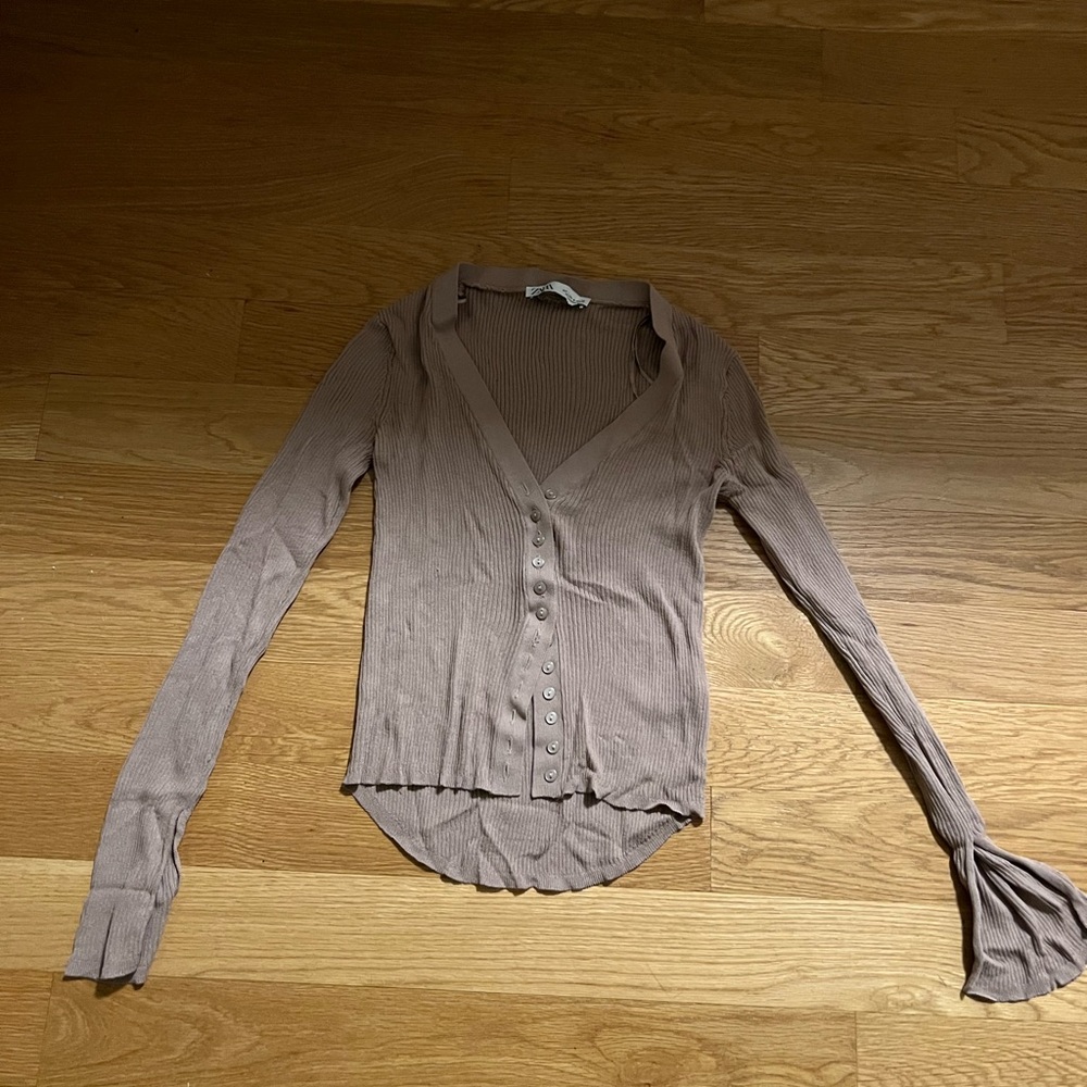 Zara Taupe Button-Down Shirt
